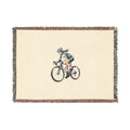 Cyclist Woven Blanket — Retro Bicycle Throw for Bike Lovers